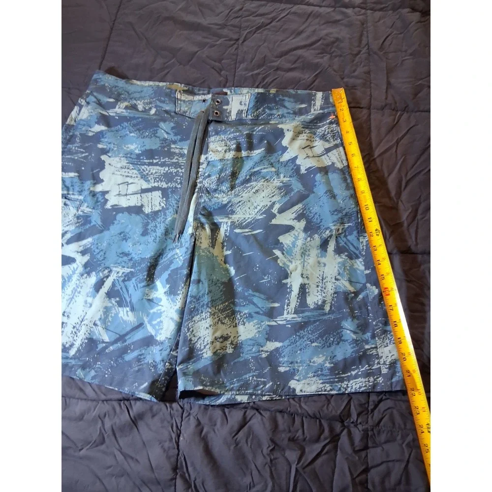 Route 66 Mens XL Board Shorts Blue Abstract Print‎ Swim Trunks Quick Dry Pocket